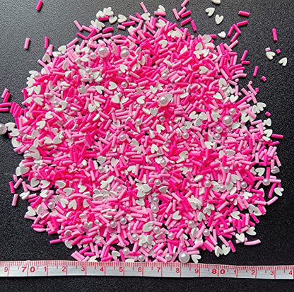 EHOPE Fake Sprinkles Resin Sprinkles Fake Candy Sprinkles Clay Sprinkles Polymer Sprinkles Polymer Clay Slices for Nail Art DIY Crafts Cake Phone Case(40G-Pink Heart-46) - color: 46-Pink Heart