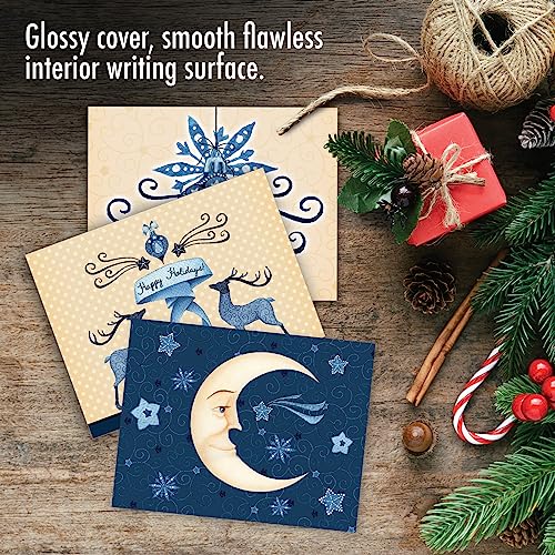 The Best Card Company - 10 Christmas Greeting Cards with Envelopes - Festive, Fun Assorted Holiday Notecards (4 x 5.12 Inch) - Blue Christmas M6700XSG - style: Blue Christmas