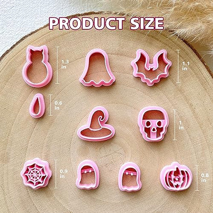 KEOKER Halloween Clay Cutters, Clay cutters for Halloween Earrings Making, 10 Shapes Halloween Clay Earrings Cutters, Halloween Polymer Clay Cutters (Earrings Clay Cutters 1) - color: Earrings Clay Cutters 1