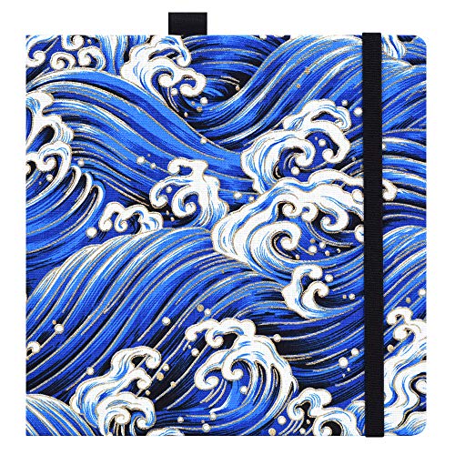 Square 8.2x 8.2 inches 165gsm Colored Pencil Paint Journal Hardbound 128pgs（64 Sheets Front Back Cold Pressed）Travel for Colored Pencil Sketch Doodles Handmade Cloth Cover Notebook Blue Sea A6 - color: L-blue sea
