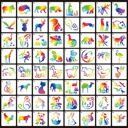 64 Pieces Stencils for Painting, Small Reusable Animal Stencil, Art Craft Template for Painting on Wood, Wall, Fabric, Rock, Chalkboard, Sign, DIY Art Scrapbook Projects(Animal) - style: Animal