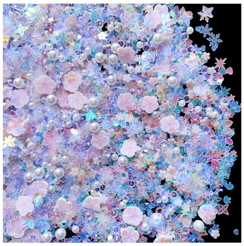 Sequins Holographic Polymer Clay Slices Nail Glitter 3D Holographic Snowflake Shell Butterfly Plum Blossom Nail Sequins Slices Polymer Clay Nail Decals for DIY Nail Decoration (Purple-52) - color: 52-Purple