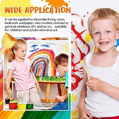 Sabary 100 Pcs Round Sponges Foam Brush Set Paint Sponge Brushes with Wooden Handle Sponge Painting Stippler Set DIY Painting Tools Stippling Kits for Arts and Crafts Acrylic(0.8 Inch) - size: 0.8 Inch