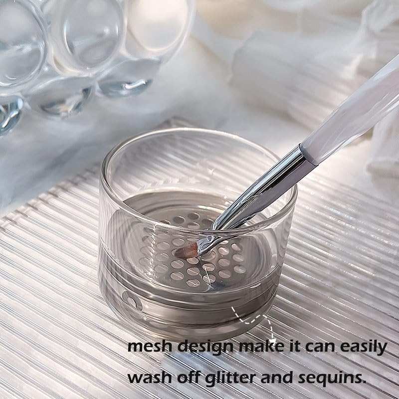 Nail Brushes Washing Cup Dappen Dish for Acrylic Nails Nail Brush Cleaner Layered Nail Art Brush Wash Cup with Lid