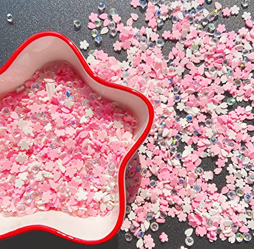 EHOPE Fake Sprinkles Resin Sprinkles Fake Candy Sprinkles Clay Sprinkles Polymer Sprinkles Polymer Clay Slices for Nail Art DIY Crafts Cake Phone Case(40G-Pink Cherry Blossoms+Zuan-23) - color: 23-Pink Cherry Blossoms+Zuan