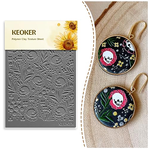 Keoker Texture Sheets for Polymer Clay, Clay Texture Mat for Making Earrings Jewerly, Halloween Polymer Clay Earrings Tools (No.3) - color: Fall polymer clay texture sheets 3
