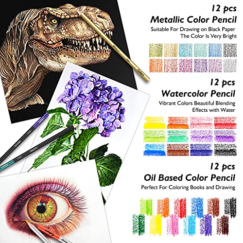 176PCS Art Supplies Sketching Kit, 34 Double Tip Brush Pens Art Markers