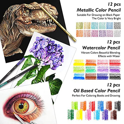 176PCS Art Supplies Sketching Kit, 34 Double Tip Brush Pens Art Markers