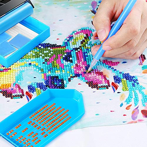 Hulameda 56pcs 5D Diamond Painting Tools, Diamond Painting Accessories with 28 Grids Diamond Embroidery Box and Diamond Painting Roller for Kids and Adult(Blue) - color: blue
