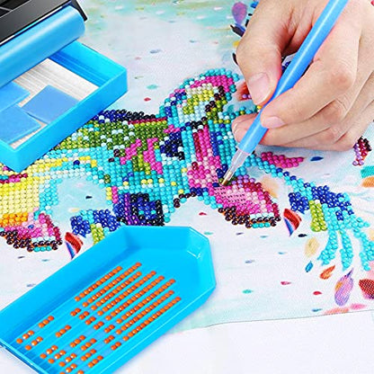 Hulameda 56pcs 5D Diamond Painting Tools, Diamond Painting Accessories with 28 Grids Diamond Embroidery Box and Diamond Painting Roller for Kids and Adult(Blue) - color: blue