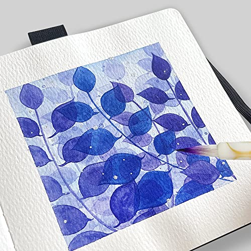 Watercolor Paper Sketchbook,5x5 Inch Mixed Media Notebook,140lb/300gsm Artist Heavyweight Paper,20 Sheets Small Travel Drawing Journal for Adults,Painting,Watercolors,Art Supplies,Blueberry Leaves - color: 5x5 inch-300gsm-blueberry leaves