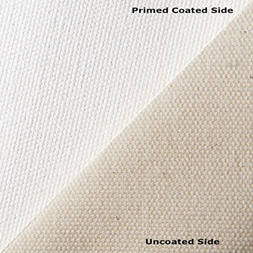 CanvasETC 7 oz 60"" Wide x 6 Yards Primed Cotton Canvas Roll - Double Primed, Acid-Free Gesso for Acrylic Painting, Perfect for Artists, Students, Muralists, DIY Frame Stretching, Medium, White