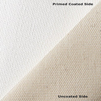 CanvasETC 7 oz 60"" Wide x 6 Yards Primed Cotton Canvas Roll - Double Primed, Acid-Free Gesso for Acrylic Painting, Perfect for Artists, Students, Muralists, DIY Frame Stretching, Medium, White