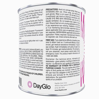 DayGlo Acrylic Latex Filteray UV Clear Coat for use with Screamin' SRX paints, Quart - style: QT-Quart