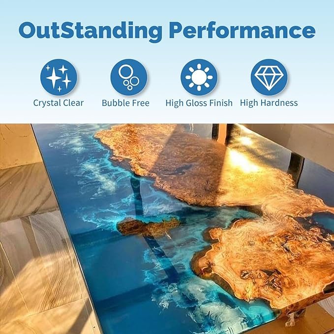 JANCHUN Crystal Clear Epoxy Resin Kit 72oz, Bubble-Free, Anti-Yellowing, Self Leveling Easy Mix 1:1 Coating and Casting Resin for Table Top, Molds, Tumbler Crafts, Painting, Jewelry, DIY Gifts - size: 72oz-kit
