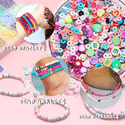 2000pcs White Clay Beads for Bracelets Making, Flat Round Polymer Clay Beads 6mm Spacer Heishi Beads for Jewelry Making Earring Bracelets Necklace - color: White 19