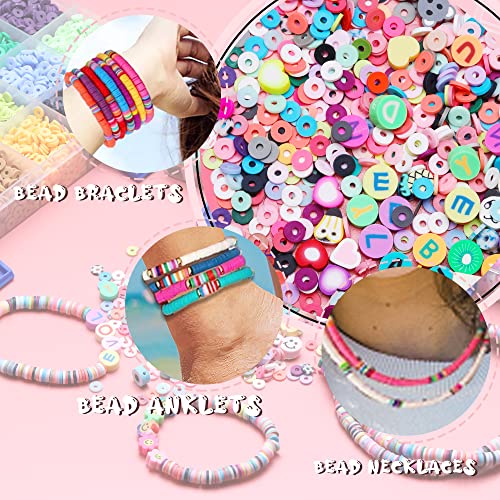 2000pcs Blue Clay Beads for Bracelets Making, Flat Round Polymer Clay Beads 6mm Spacer Heishi Beads for Jewelry Making Earring Bracelets Necklace - color: Blue 13