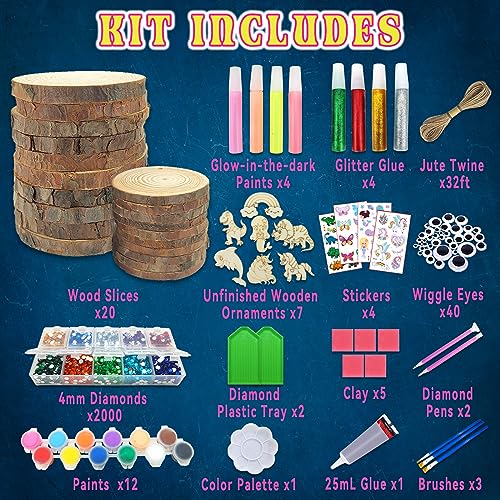 klmars Kids Wooden Painting Kit-Glow in The Dark-Arts & Crafts Gifts for Boys Girls Ages 5-12-Craft Activities Kits - Creative Art Toys for 5, 6, 7, 8, 9, 10, 11 & 12 Year Old Kids - color: Glow in the Dark