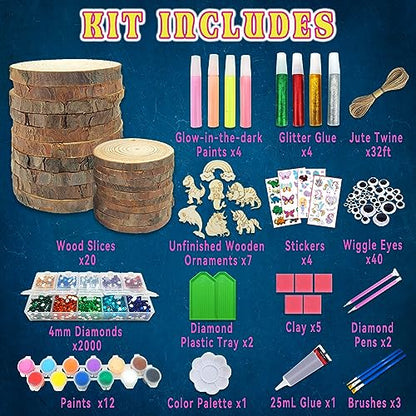 klmars Kids Wooden Painting Kit-Glow in The Dark-Arts & Crafts Gifts for Boys Girls Ages 5-12-Craft Activities Kits - Creative Art Toys for 5, 6, 7, 8, 9, 10, 11 & 12 Year Old Kids - color: Glow in the Dark