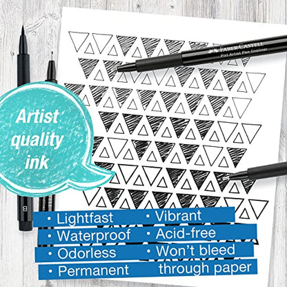 Faber-Castell Pitt Artist Pens Essential Set - 4 Black Markers, Variety of Nibs - style: Essential Art (Black)
