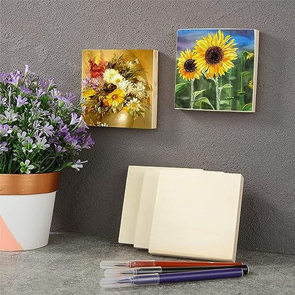 12 Pack Unfinished Wooden Canvas Board 5 x 5 inch Wood Panel Boards Square Wood Panels Blank Boards for Painting, Pouring, Burning, Arts Use with Oils, Acrylics and DIY Craft Projects - size: 5inch