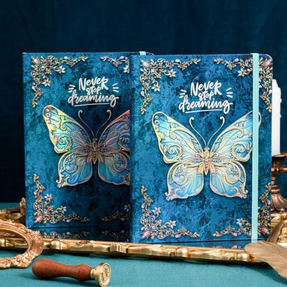 B5 Hardcover Journal for Women & Men -Butterfly Aesthetic Lined Notebook | 192 Pages Thick 80gsm Paper Writing Journal for Office, School, Travel Notes & Gift-9" x 6.9 - color: Sky Blue