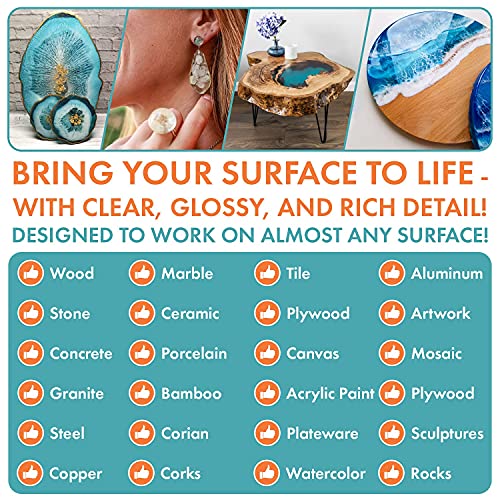 SmartArt Epoxy Resin 2 Gallon Kit | Easy to Use, Crystal Clear, Super Glossy, Durable, UV Resistant | for Arts & Crafts, Jewelry, Tabletops, Casting Molds, DIY - (1 Gallon + 1 Gallon)