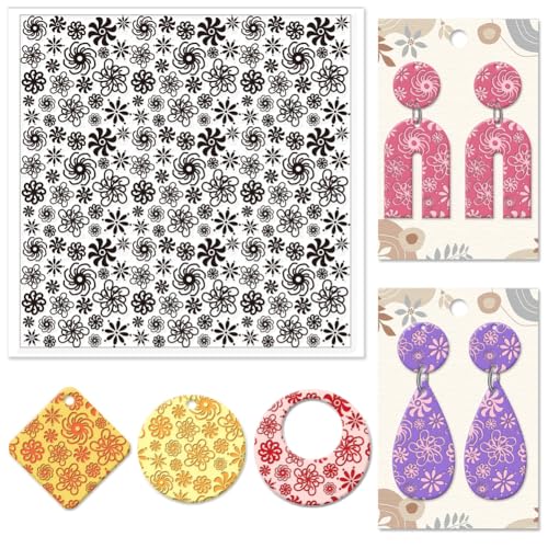 CHGCRAFT Plum Blossoms Polymer Clay Texture Sheets Art Rotation Flowers Silicone Texture Stamp Clay Texture Mat Modeling Pattern Pad Texture Sheets for Jewelry and Clay Earrings Tools - style: Plum Blossoms