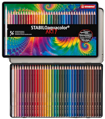 STABILO Aquarellable Coloring Pencil - STABILOaquacolor - Tin of 36 - Assorted Colors - size: 1 Count (Pack of 36)