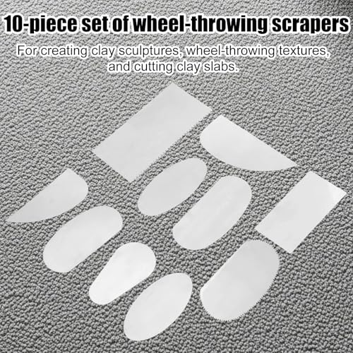 10pcs Stainless Steel Clay Scraper Set, Serrated & Smooth Pottery Ribs Ceramic Sculpting Crafts Tools Kit for Texturing Modeling Clay Sculpture Professional & Hobbyist Artists