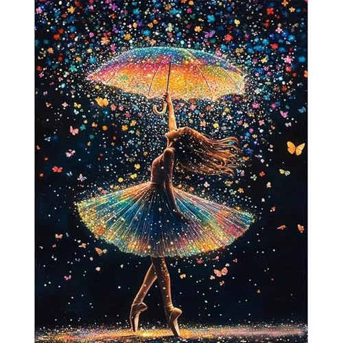 xackcme Ballet Paint by Numbers for Adults - Dancing Ballet Paint by Number on Canvas Without Frame, DIY Dancer in the Rain Oil Painting for Gift Home Wall Decor (16x20 inch) - color: MT22974