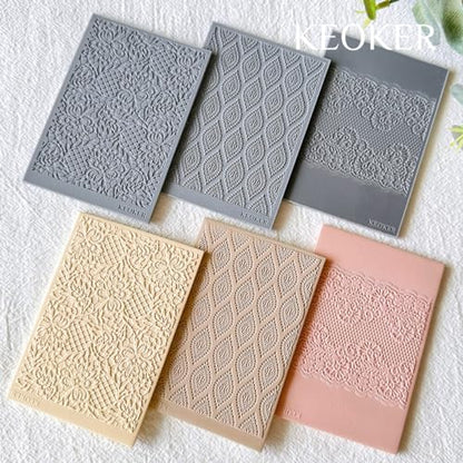 KEOKER Lace Texture Sheets for Polymer Clay, Sheet Mat for Creating Textured Clay Effects (A+B+C) - color: ALL