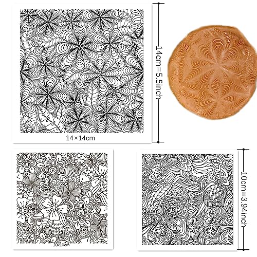 Premium Silicone Texture Stamp Sheets for Polymer Clay Jewelry and Clay Earrings - Set of 3 Floral and Unique Patterns - Easy to Use and Clean (Group 3) - color: Group 3