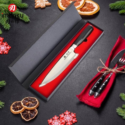 imarku Chef Knife 8-Inch Pro Japanese Kitchen Knife High-Carbon Stainless Steel Paring Knife Ergonomic Handle Rasor Sharp Single-Bevel Edge Gift for Men - color: Classic Black