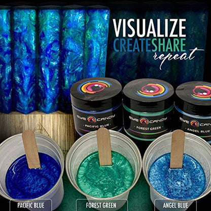 Eye Candy Pigments Premium Blue Mica Powder - Pacific Blue (50gr) - for Epoxy, Resin, Soap, Paint, Woodworking, Acrylic Pouring, Bath Bombs, Fishing Lures - DIY Arts and Crafts Additive - color: Pacific Blue