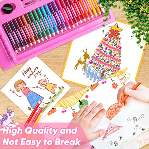 Soucolor Art Supplies, 283 Pieces Drawing Set Art Kits with Trifold Art Easel, 2 Drawing Pads, 1 Coloring Book, Crayons, Pastels, Arts Gifts Case, Coloring Set - color: Pink