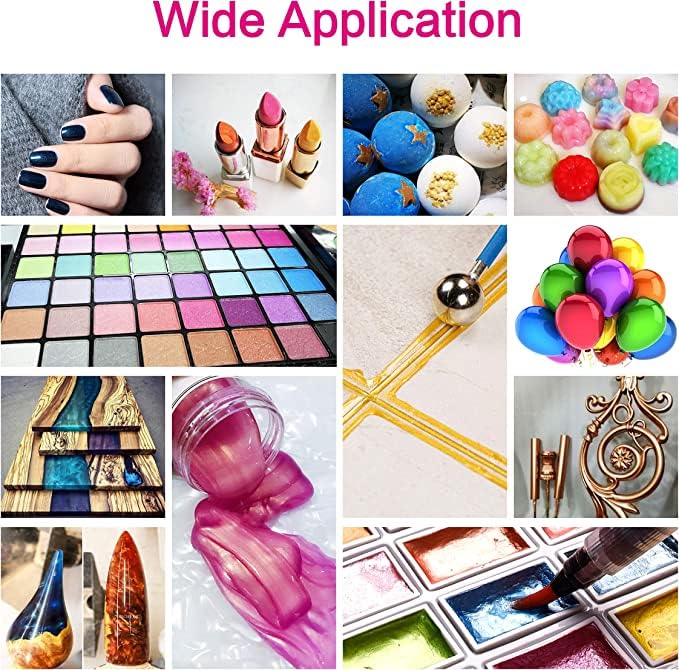 VITARIE Pigment Set - 24 Colors Mica Powder for Lip Gloss, Skin Paint, Bath Bombs, Soap Making, Nail Polish, Epoxy Resin, Candle - 0.11oz Each (20 Jars Mica + 4 Jars Glitter) - color: White,Balck,Silver,Gold,Yellow,Metallic,Orange,Rose,Purple,Blue,Green,H
