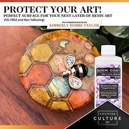 Counter Culture DIY Clear Quick Coat Sealer for Resin Art, 4 oz Bottle Epoxy Supplies for Coating & Casting, Tumblers, Keychains, Jewelry, Outdoor Sign Waterproofing, No VOC (4 oz) - size: 4 oz