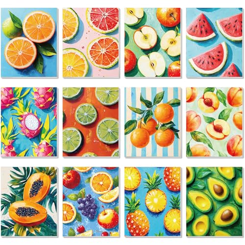 Engrowtic 12 Pcs 8 x 10'' Fruit Pre Drawn Canvas to Paint Pre Printed Sketched Canvas for Adult Ladies Paint Art Party Favor Board Set for Craft (Fruit Style) - style: Fruit Style