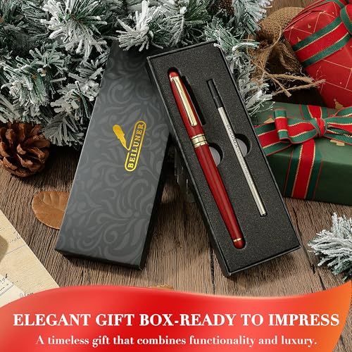 BEILUNER Luxury Wood Ballpoint Pen Writing Set,Rosewood-Elegant Fancy Nice Gift Pen Set for Signature Executive Business Office Fancy Nice Supplies - Christmas Gift Boxed with Extra Refills (Black) - color: Redwood