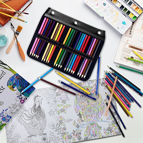 YOUSHARES 54 Slots Pencil Sleeve - Standard 3 Ring Binder Designed Pencil Page Compatible with 216 Slots Pencil Case for Watercolor Pencil, Gel Pen & Cosmetic Brush (Black) - color: Layer Black