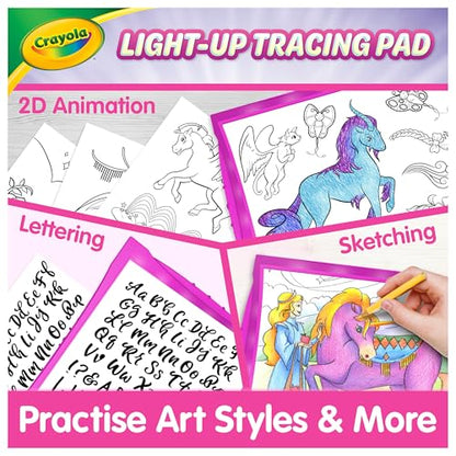 Crayola Light Up Tracing Pad Pink, Best Birthday Gifts for Girls & Boys, 6, 7, 8 Year Olds, Kids Toys, Light Box Art Kit for Kids [Amazon Exclusive] - style: Pink