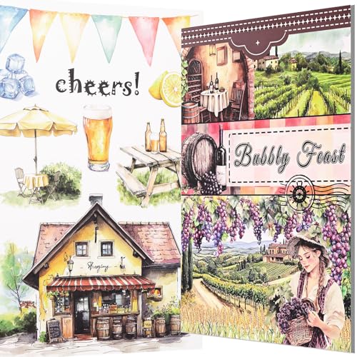 YagCu Bubble Feast Scrapbook Stickers, 20 Sheets Journaling Sticker, Junk Journal Supplies, Pre-Cut Aesthetic Scrapbooking for Adults, Decorative Ephemera Bullet Planner DIY Arts Craft Collage - color: Bubble Feast