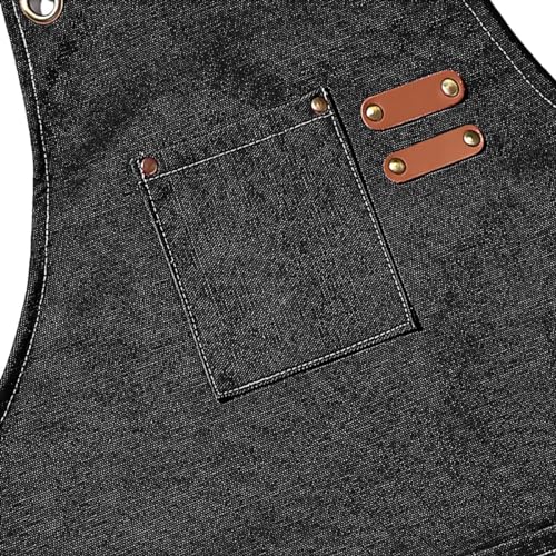 AFUN Aprons for Men Women with Large Pockets, 16-Ounce Cotton Canvas Cross Back Apron - color: Black