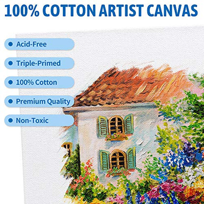 FIXSMITH Canvas Boards for Painting 9x12 Inch, Super Value 12 Pack White Blank Canvas Panels, 100% Cotton Primed, Painting Art Supplies for Professionals, Hobby Painters, Students & Kids - size: 9"×12"