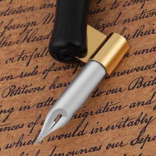 Oblique Pen Nib Holder English Calligraphy Dip Pen Point Holder 2-in-1 Script Handed Dip Pen Oblique Pen Holder Antique Fountain Dip Pen, Black