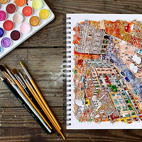 FIXSMITH 9"X12" Sketch Book, 100 Sheets, 68 lb/100gsm | 100 Sheets, Bright White, Spiral Sketchbook, Acid Free Drawing Paper, For Kids, Beginners, Artists & Professionals - color: Black, size: 9"x12"-1 Pack