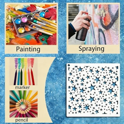 16 Pieces Stencils for Painting, Abstract Texture Mixed Media Art Supplies Crafts Reusable Layering Stencil Brick Pattern Templates for Drawing Card Making Canvas Furniture Paper (Type-B) - style: TYPE-B