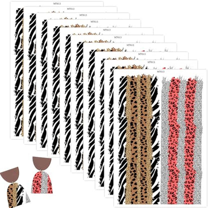 10 Sheets Clay Transfer Paper for Earrings & Polymer Clay, Zebra and Leopard Print Pattern Water Transfer Paper for Polymer Clay Jewelry Necklaces Pendants DIY Craft Supplies 5.82x3.93inch - color: Zebra and Leopard Print