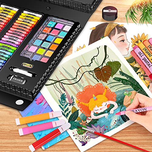 Caliart Art Supplies, 238 Pack Deluxe Art Set for Adults Artists | Painting Coloring Drawing Kit